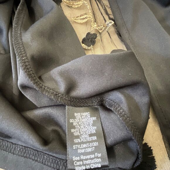 Altar'd State Arabella 3D embroidered Floral Maxi Dress Small BLACK/Gold EUC - Picture 11 of 12